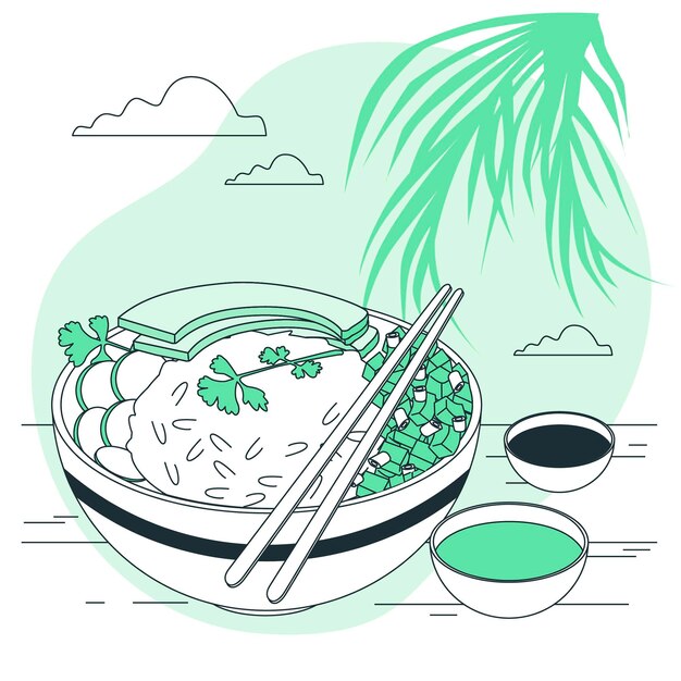 Poke bowl concept illustration