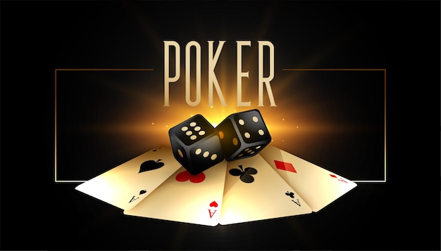Free vector poker background with golden cards and realistic dice
