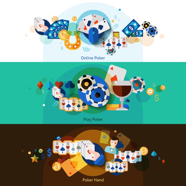 Free vector poker banners set