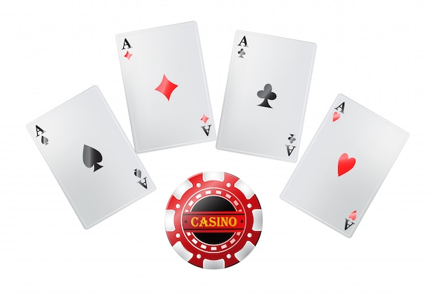 Poker cards in casino. Gambling, playing cards, jackpot.  Entertainment concept.