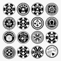 Free vector poker club and casino black badges set