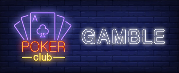 Poker club gamble neon sign