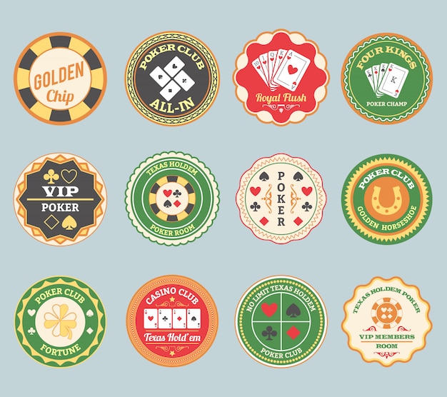 Free vector poker retro labels set