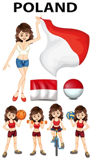 Free vector poland flag and many sports