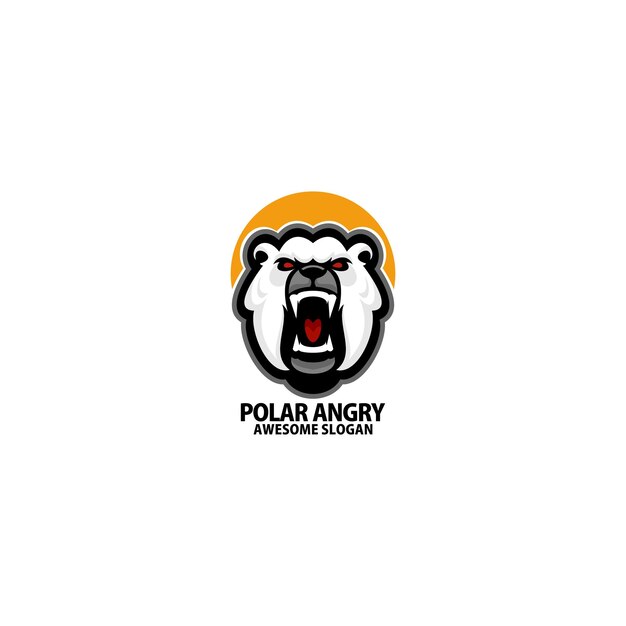 Polar bear angry logo gaming mascot design