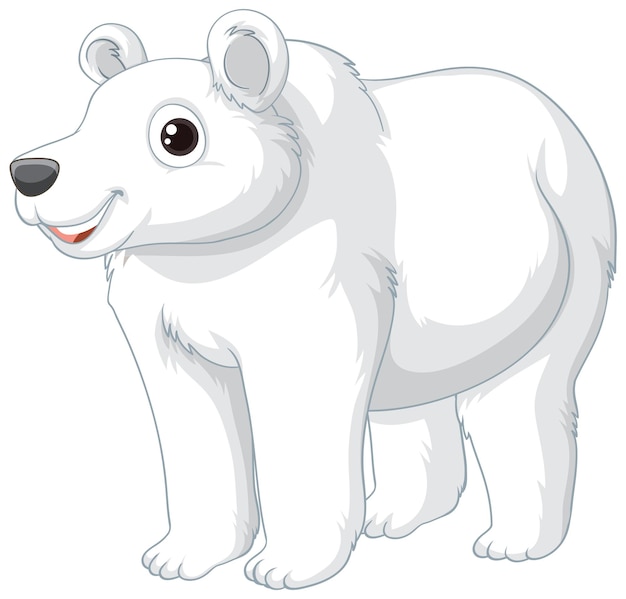 Polar bear cartoon character on white background