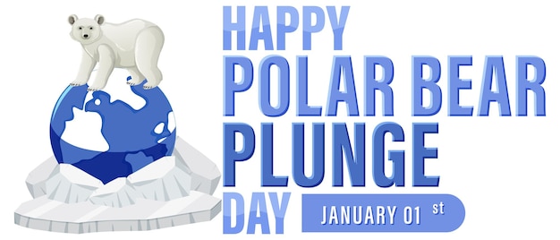 Polar bear plunge day banner design