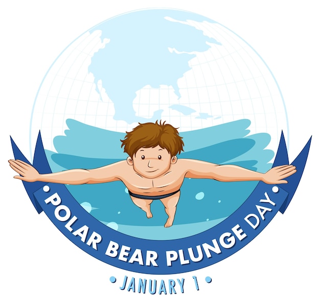 Vettore gratuito icona di gennaio del giorno del tuffo dell'orso polare
