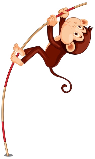 Pole vaulting monkey cartoon character