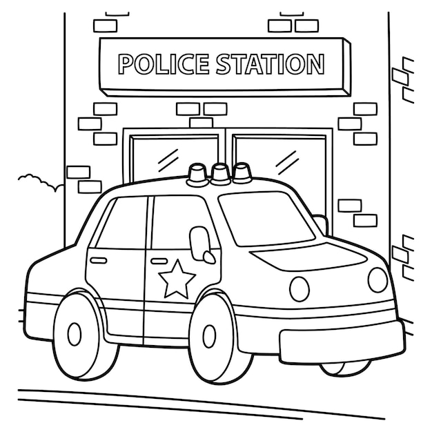 パトカーぬりえ プレミアムベクター