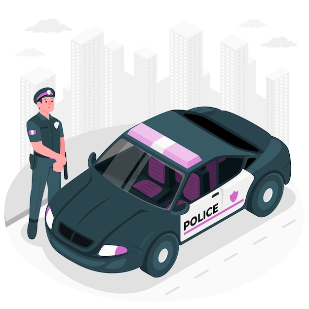 Бесплатное векторное изображение Иллюстрация концепции полицейской машины