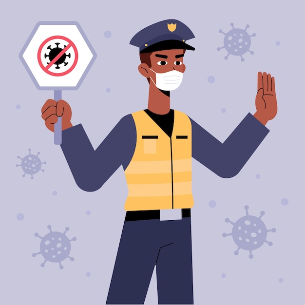 Free vector police control coronavirus concept