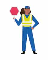 Free vector police day design with a woman traffic officer