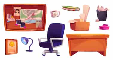 Free vector police detective office furniture set
