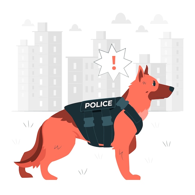 Vettore gratuito illustrazione del concetto di cane poliziotto