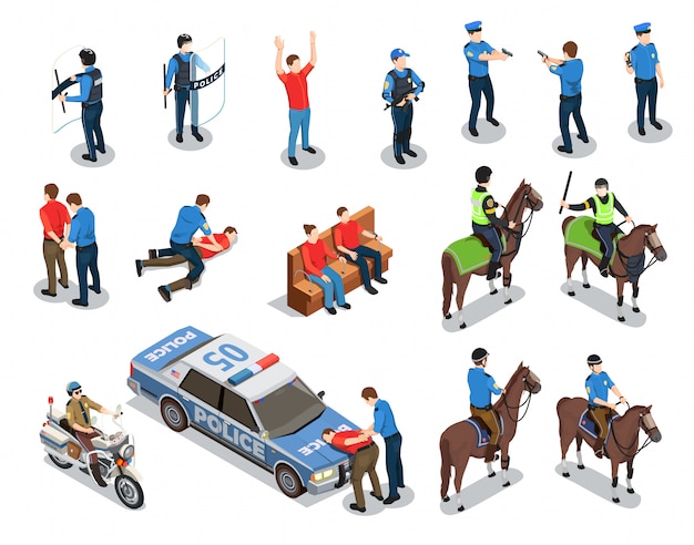 Police icons set Free Vector