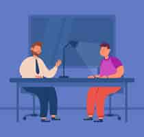 Free vector police investigator interrogating criminal in interrogation room