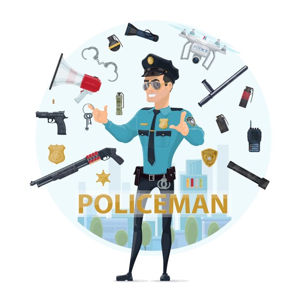 Police Officer Elements Round Concept