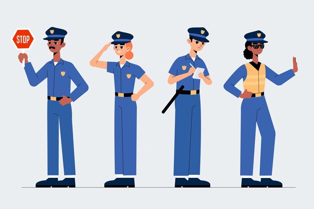 Police officers collection concept