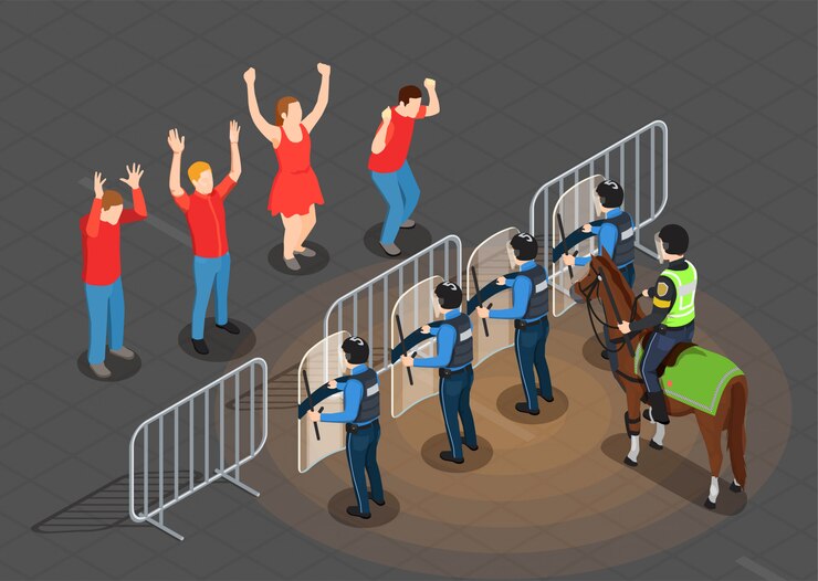 Free Vector police and people isometric background