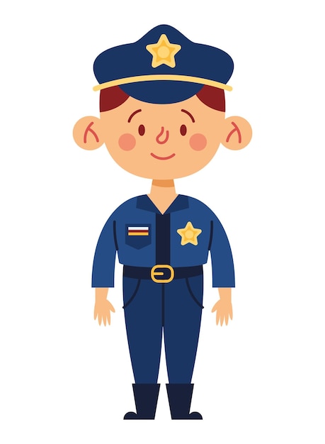 Free vector police standing adorable