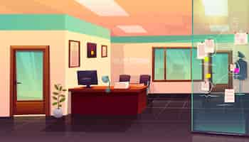 Free vector police station room interior with evidence board illustration