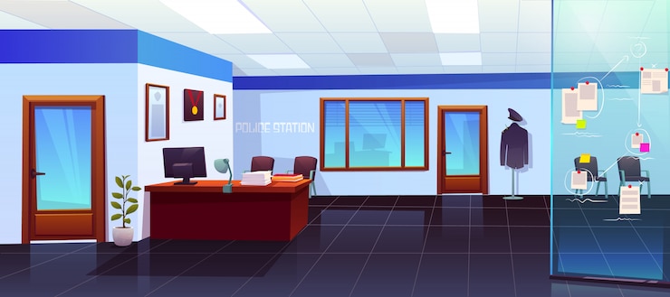 Free Vector police station room interior with evidence board