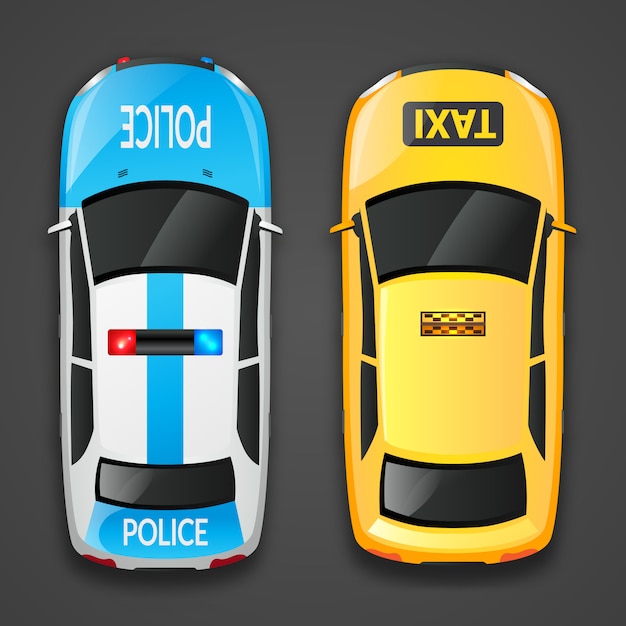 Free vector police and taxi cars