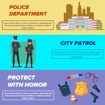 Police web banner templates set Free Vector