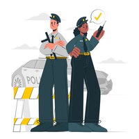 policeman and policewoman concept illustration