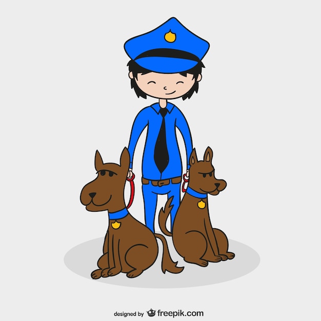 Free vector policeman with dogs