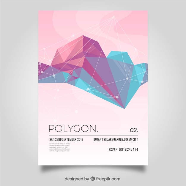 Free vector poligonal flyer in soft colors