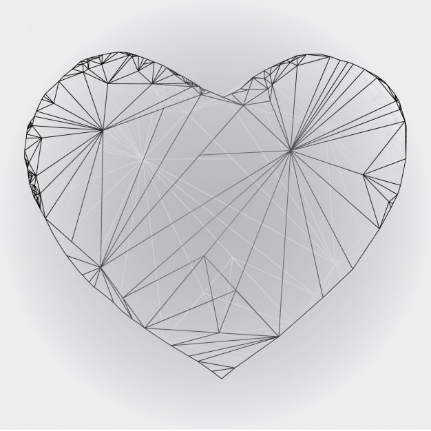 Disegno del cuore delineato poligonale