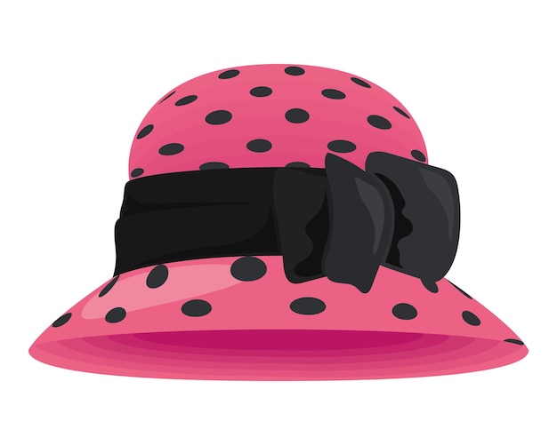 Polka dot hat of black and pink color