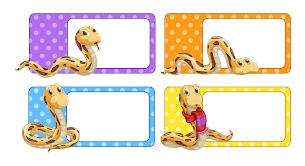 Polkadot labels with snakes illustration