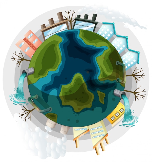 Free vector a polluted earth illustration