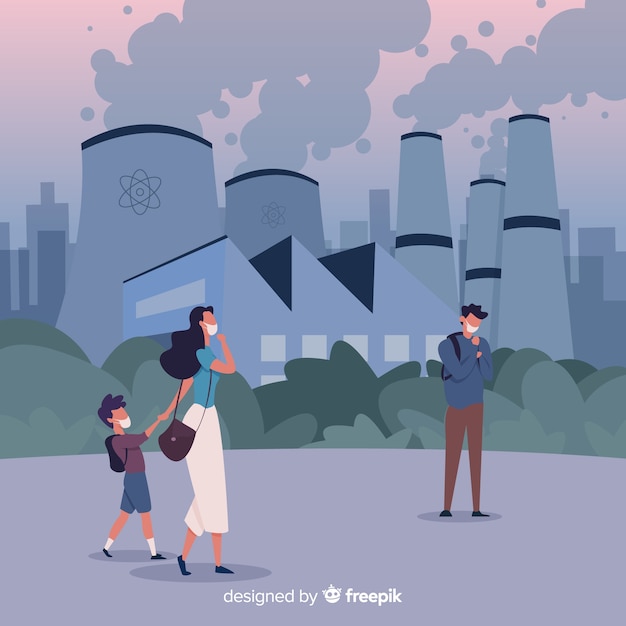 Free vector pollution concept background flat style