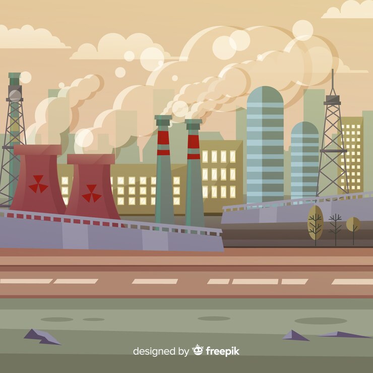 免費 Vector 污染概念背景平面風格