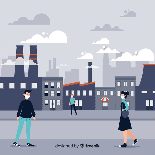 Pollution concept background flat style