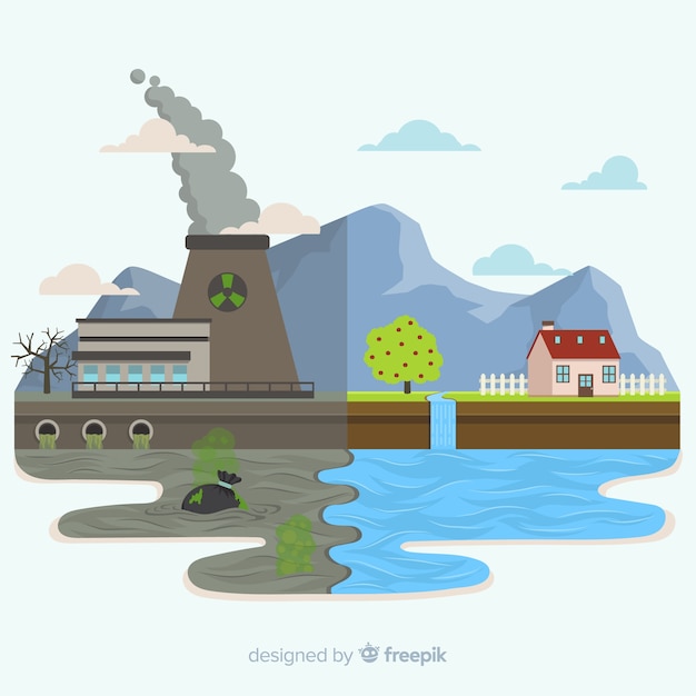 Pollution concept background flat style