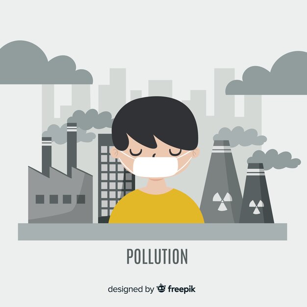 Загрязнение концепции фон плоский стиль