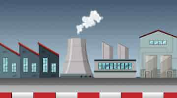 Free vector pollution from factory theme scene in nature