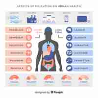 Vettore gratuito inquinamento nel modello di infographic del corpo umano