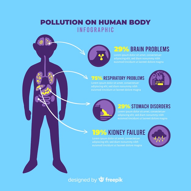 Pollution on human body infographic