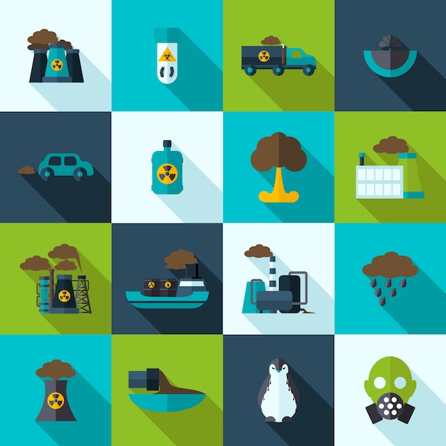 Free vector pollution icons set