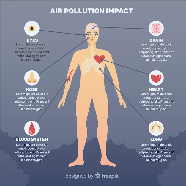 Бесплатное векторное изображение Загрязнение на теле человека инфографики