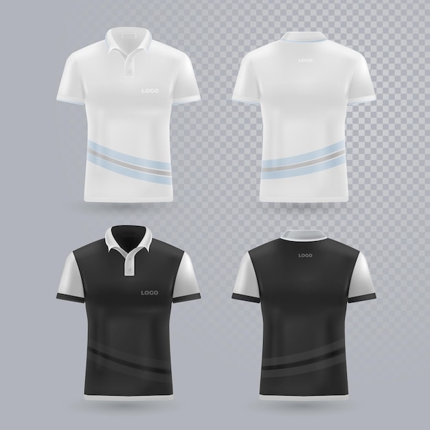 Free vector polo shirt collection front and back