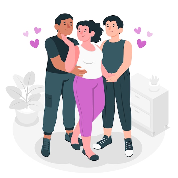 Free vector polyamory  concept illustration
