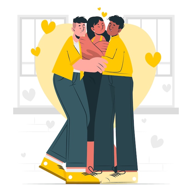 Free vector polyamory  concept illustration