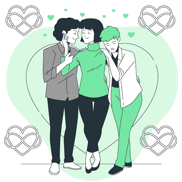 Free vector polyamory concept illustration